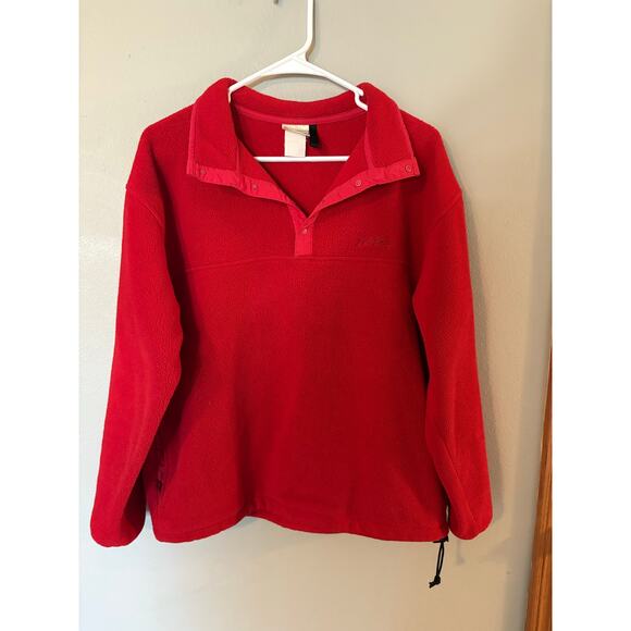 Vintage 00s Plain Red L.L.Bean Pullover Fleece Size Large Women's - Picture 1 of 3